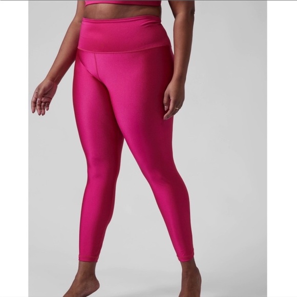 Athleta Elation Shine Tight Leggings in Hot Pink SZ 2X EUC - Picture 1 of 5